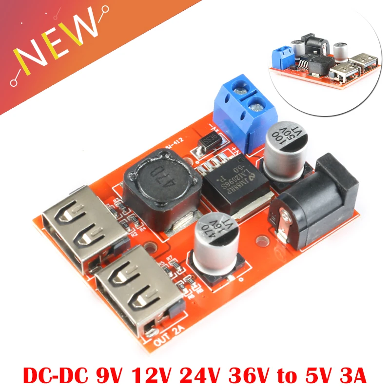 Понижающий преобразователь LM2596 LM2596S с двумя USB-портами плата автомобильного