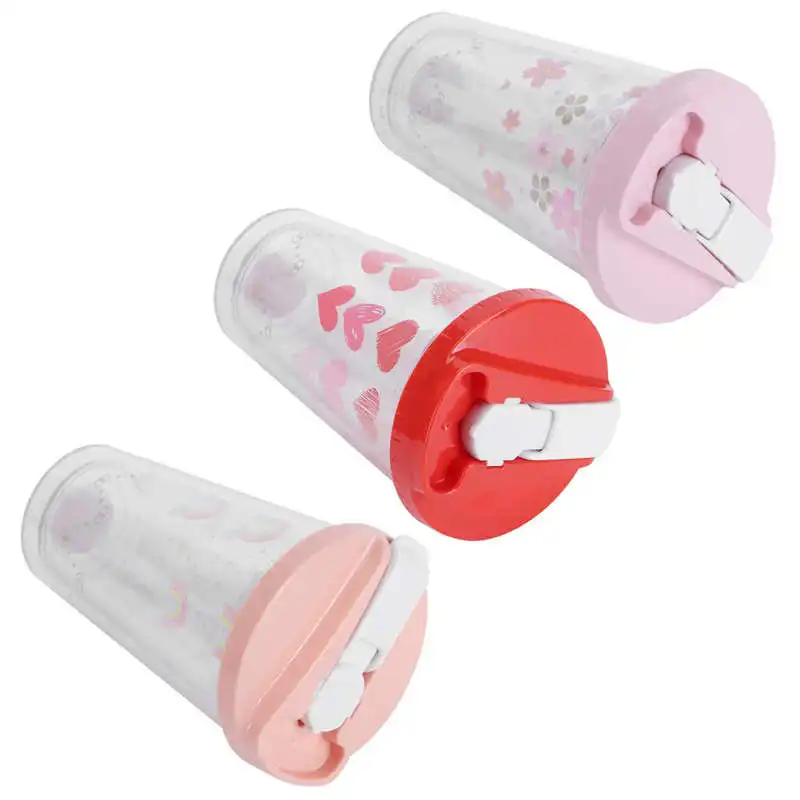 

Water Mug Innovative Cute with Straw Drink Cup Double-Layer Prevent Leakage for Home Office