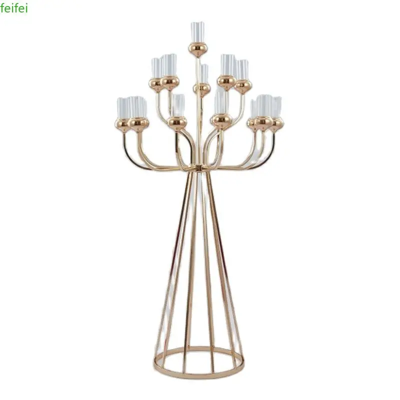 

Metal Candelabra Candle Holders Stands Wedding Table Centerpieces Road Lead Christmas for Home Party Decoration