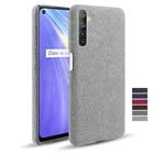 Тканевый кожаный чехол для OPPO Realme 6 X7 7 X50 5 Q2 5i Narzo 20A C17 C12 F17 Reno4 Pro A15 A72 A53, Тонкий ретро тканевый жесткий чехол из поликарбоната
