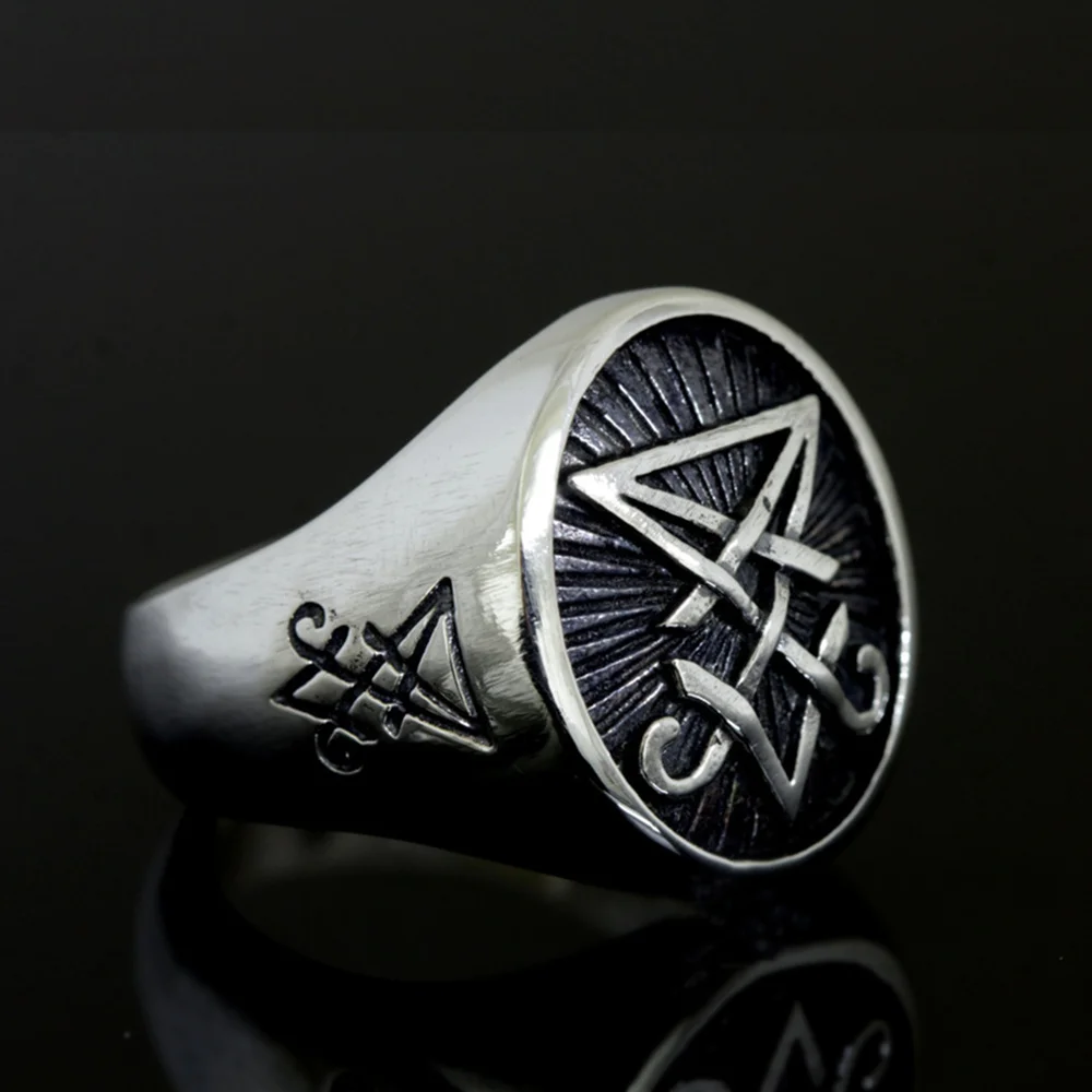 Люцифер Нержавеющая сталь Sigil кольца Бафомет, уплотнение сатаны кольцо амулет Love You To ювелирные изделия wicca