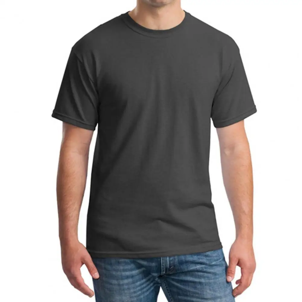 

Рубашка мужская с круглым вырезом, дышащая футболка из полиэстера, однотонная, спортивная одежда, черный цвет, xxl