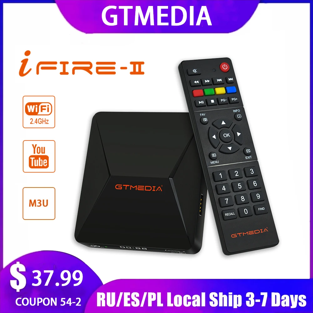 

NEW Smart tv box GTMEDIA Ifire 2 Full HD 1080P, H.265 HEVC 10bit/CPU 70MHz Dual/BT remote control/ internet M3U set top box