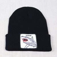 new animal shark animal skullies beanies hats warm knitted autumn winter cap for women men hip hop bonnet cap