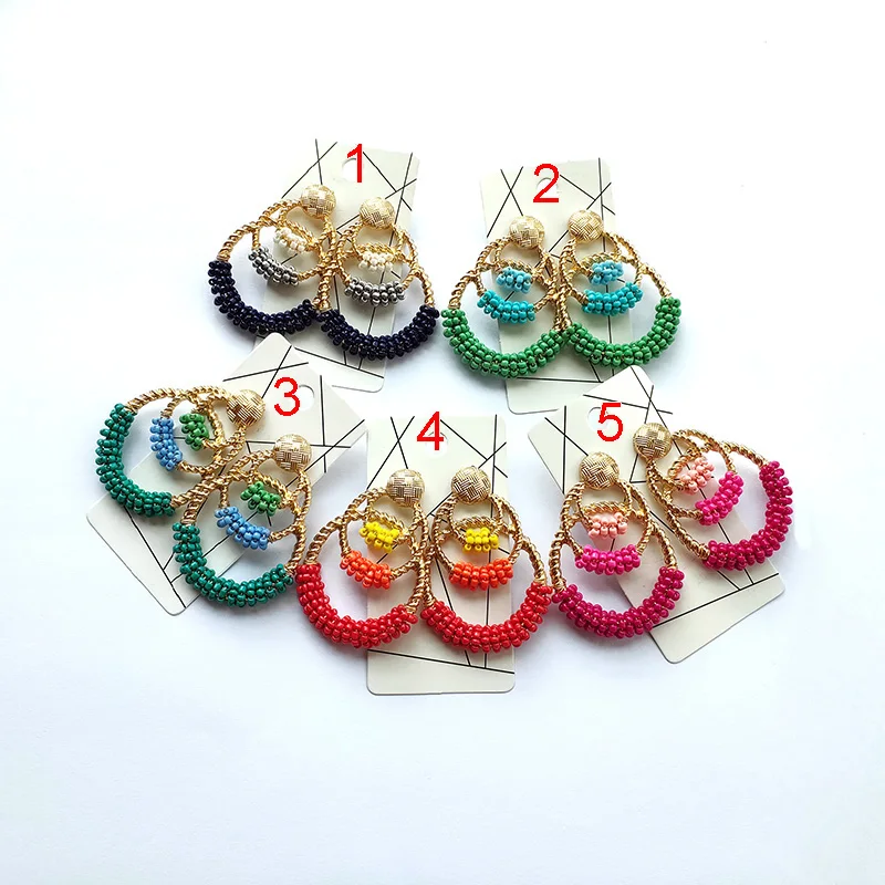5 пар круговые женские сережки с подвесками шпагат круглые бусы серьги подвески