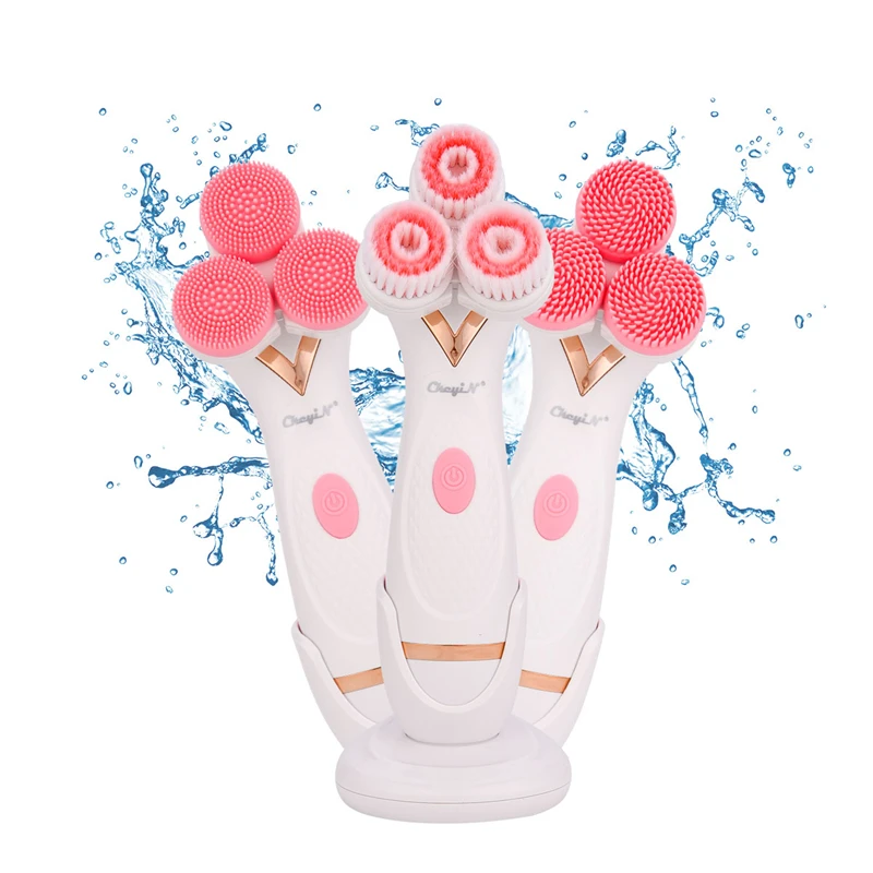 

3 In 1 Electric Silicone Face Cleansing Brush Rechargeable Wash Pad Exfoliating Blackhead Removal Facial deep Cleansing Brush 47