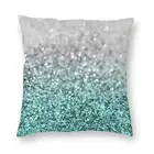 Серебряный чехол с блестками цвета морской волны, блестящий чехол для подушки, шелковая подушка для кровати, чехол для подушки, 50x50