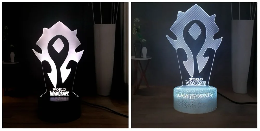 WOW 3D визуальная Таблица лампа World of Warcraft символика Орды RGB 7 красочная USB мини лампа светодиодный ночник лампа для праздника