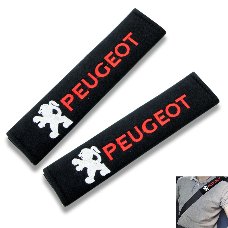 

2pcs Cotton Car Badge Seat Belt Shoulder Protection Cushion for Peugeots 107 108 206 207 308 307 508 2008 3008 style car Styling