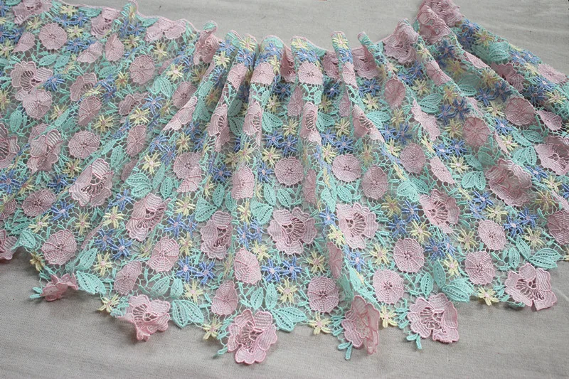 1" 38 см в ширину высокого качества DIY кружево для рукоделия Водорастворимая вышитая кружевная отделка в розовом+ мятном зеленом+ синем+ желтом, Venise кружевной отделкой