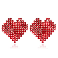 red love inlaid zircon ear studs lady earrings fashion glamour send girlfriend gift banquet wedding earrings