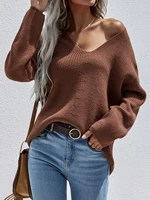 2021 winter oversize knitted women sweater v neck long sleeve solid female sweaters new warm fashion casual ladies pullover
