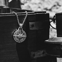 nordic viking compass mens necklace personality punk style stainless steel long sweater pendant jewelry accessories wholesale