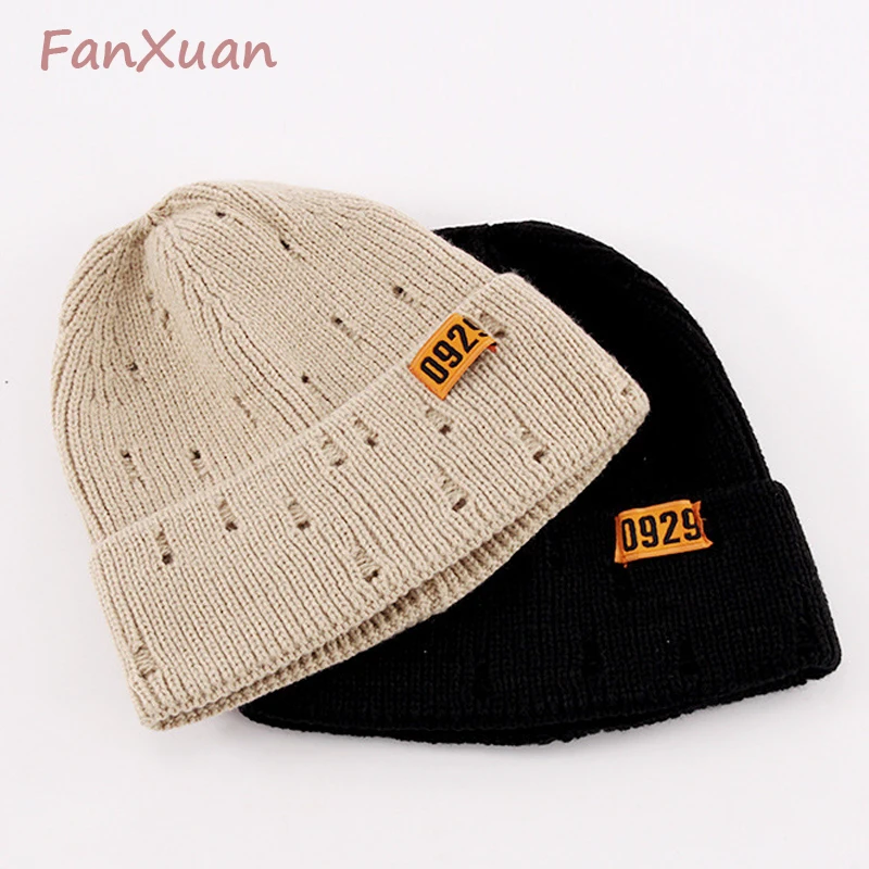 

Winter Hats for Women Beanies Solid Hats with Numbers Label Kniited Bonnets for Women Skullies & Beanies Designer Wholesale