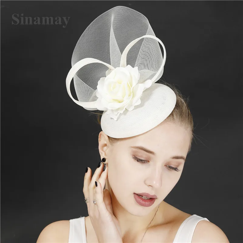 

Fashion Ivory Fascinator Hat Women Elegant Wedding Show Headwear Gorgeous Formal Dress Church Headpiece Ladies Hair Accesssories