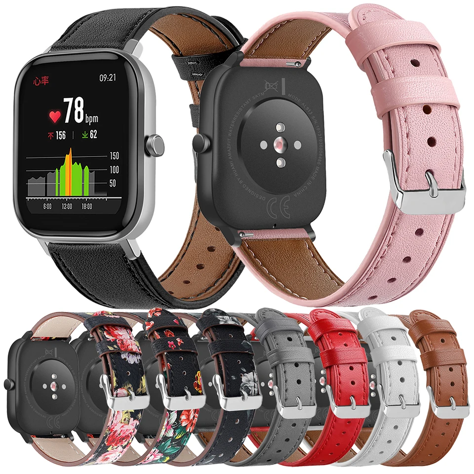 Кожаный ремешок Essidi 20 мм для Xiaomi Huami Amazfit Bip S Lite Pop браслет на запястье GTS 2 2e Mini GTR 42