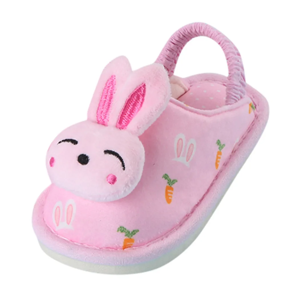 Rabbit Hot Pink Зимняя обувь унисекс для новорожденных мальчиков и девочек зимняя противоскользящая обувь в виде животных теплые домашние Тапочки - Цвет: Rabbit Hot Pink