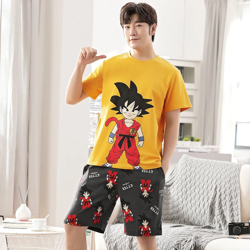 Пижама с коротким рукавом из чистого хлопка в японском стиле для мужчин и женщин