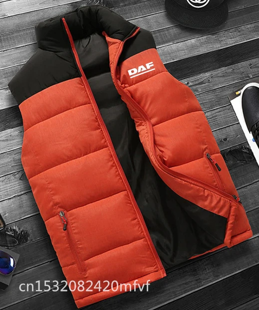 

Мужская куртка для DAF, жилет без рукавов, зимняя мужская двойная одежда, жилет с хлопковой подкладкой и капюшоном, пальто, мужские толстые те...