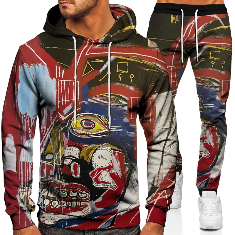 

Autumn New Men's Hoodie Suit Sports Running 3D Sweatshirt Suit Couple Sweatpants Unisex Hoodie Top + Pants Men's Casual Fashion