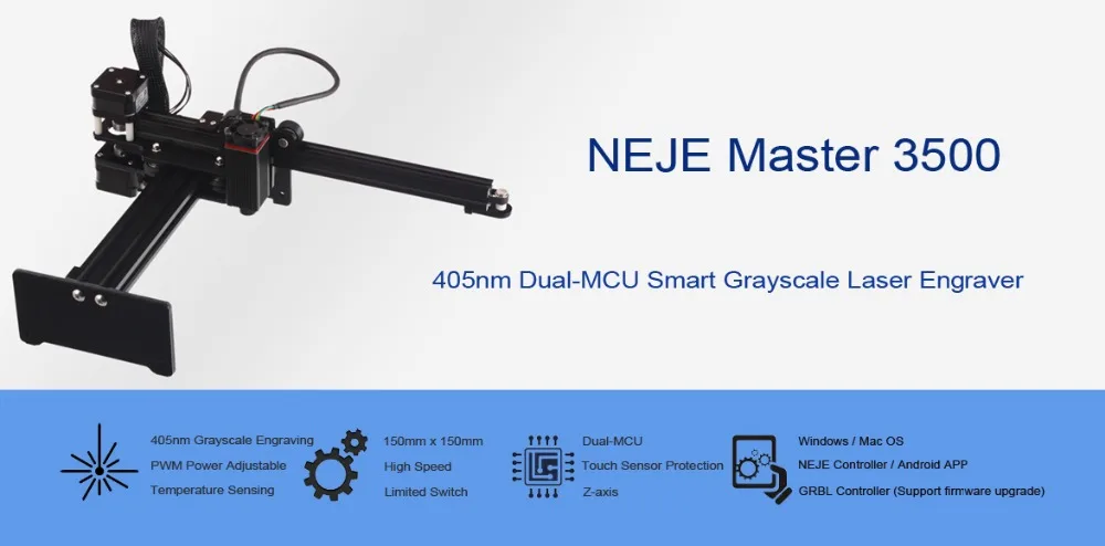 NEJE Master 3500 МВт высокоскоростной мини ЧПУ лазерный гравер гравировальный станок для металла/древесины маршрутизатор/бумажный резак/настольный резак
