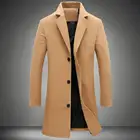 Утепленные мужские пальто и куртка, зимний теплый однотонный шерстяной Тренч, приталенное длинное пальто, верхняя одежда, мужские пальто, куртки