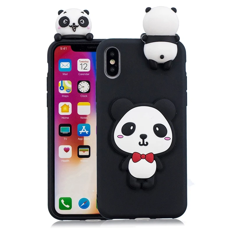 Единорог мультфильм чехол для iPhone 7 8 6 s 6s Plus 5s 5 se 5se силиконовые игрушки чехол для iPhone 11 Pro XS Max X XR для iPhone 11 чехол - Цвет: red bow panda
