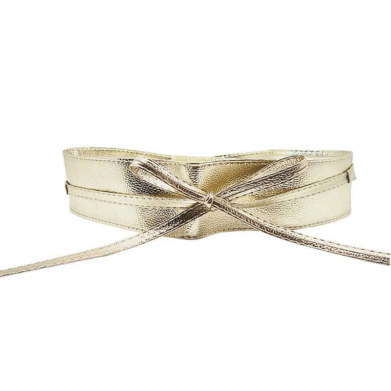 

Womens Soft Leather Wide Self Tie Wrap Around Obi Waist Band Boho Dress Belt