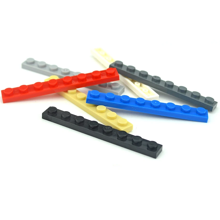 

50pcs Thin Figures Bricks 1x8 Dots DIY Building Blocks Assembles Particles Educational Creative Size Compatible With 3460 Toys