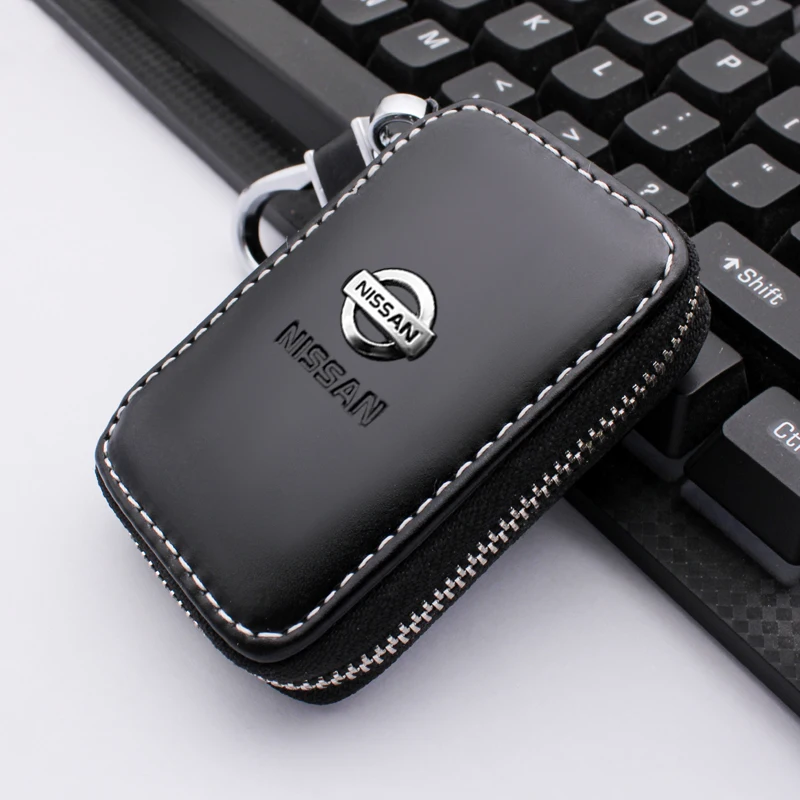 

Leather Car Key Bag Key Case Wallet for Nissan Nismo Qashqai Tiida Teana X-Trail Juke Almera Skyline X J10 J11 Trail Accessories