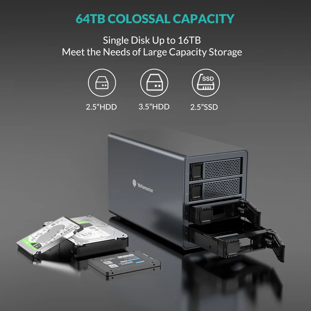 Корпус внешнего жесткого диска Yottamaster FS4RU3 4 Bay 2 5 дюйма USB 3 64 ТБ | Компьютеры и офис