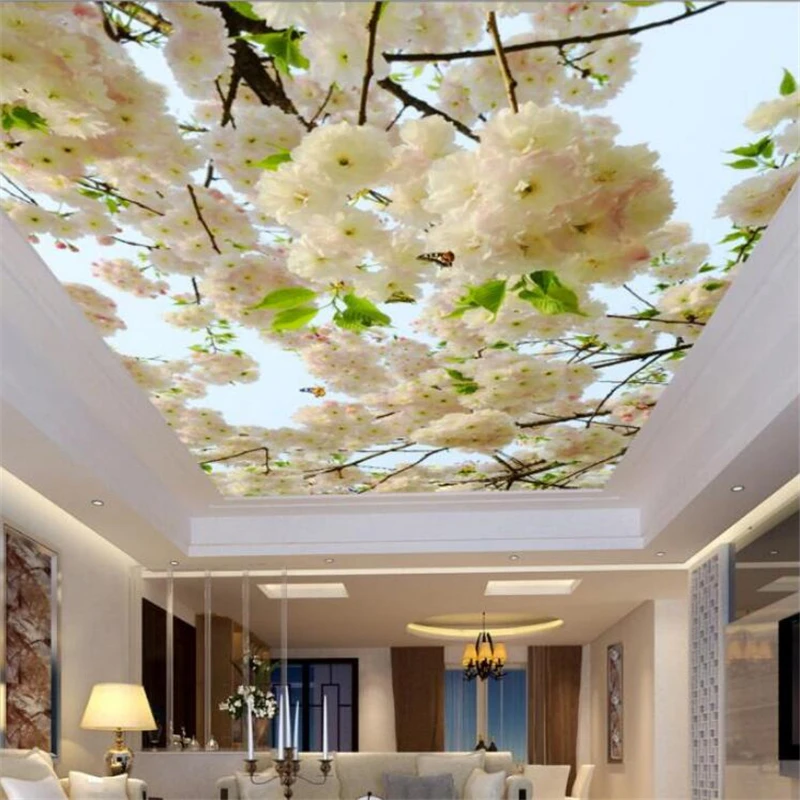 Настенные 3D обои на заказ потолочные фрески с изображением облаков цветов для