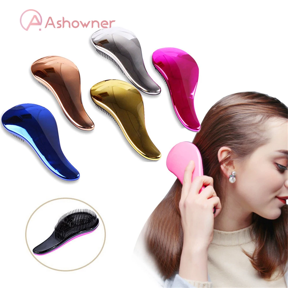 

Антистатическая щетка для волос, расческа для распутывания волос с гальваническим покрытием, Массажная щетка для распутывания волос, инстр...