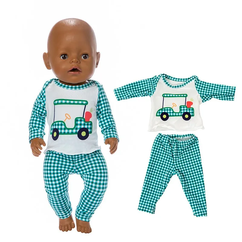 

Born New Baby Fit 18 inch 43cm Doll Clothes Accessories Geometric Pattern Clothes Set Suit For Baby Birthday Gift
