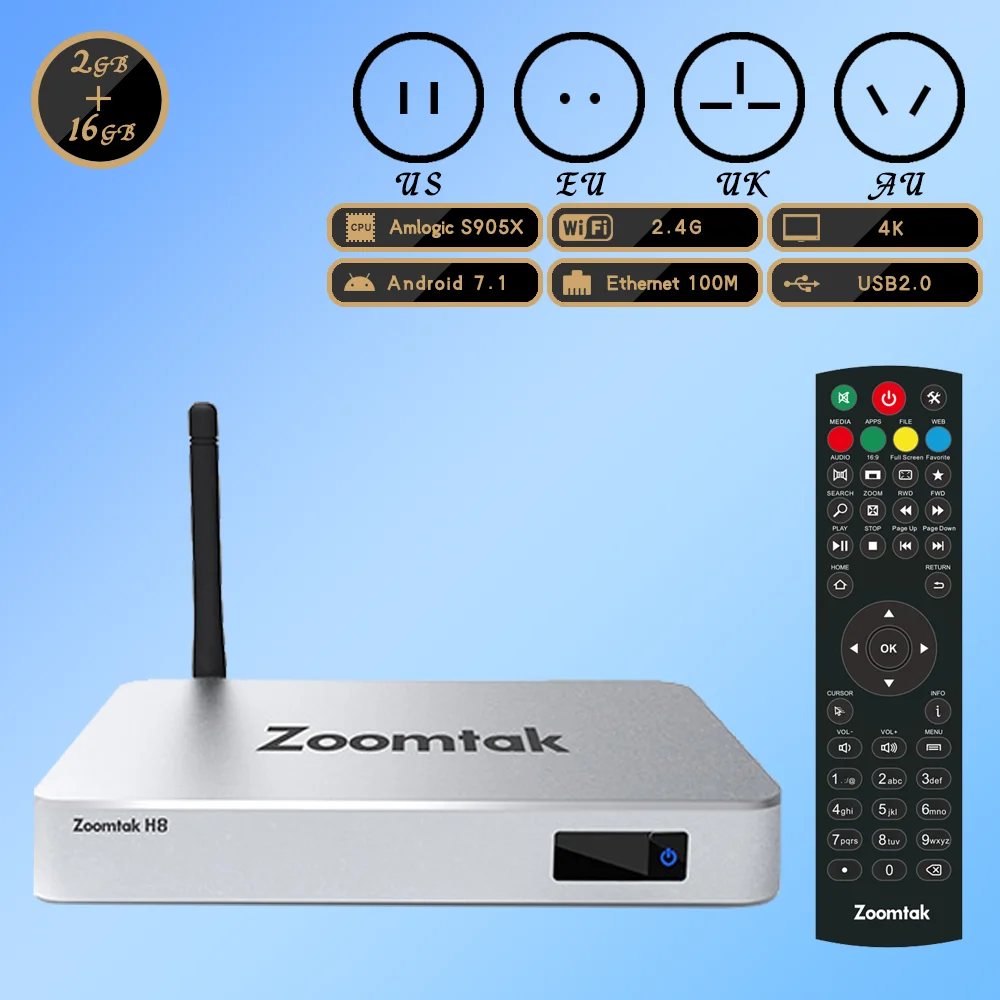 Zoomtak H8 4K 2021 Приставка Smart TV Android Amlogic S905x DDR3 2 Гб ОЗУ 16 ПЗУ металлический корпус