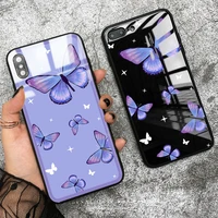 butterfly phone case for iphone 11 12 pro max 12 mini x xr xs max 6 7 8 plus tpupc simple painting back cover