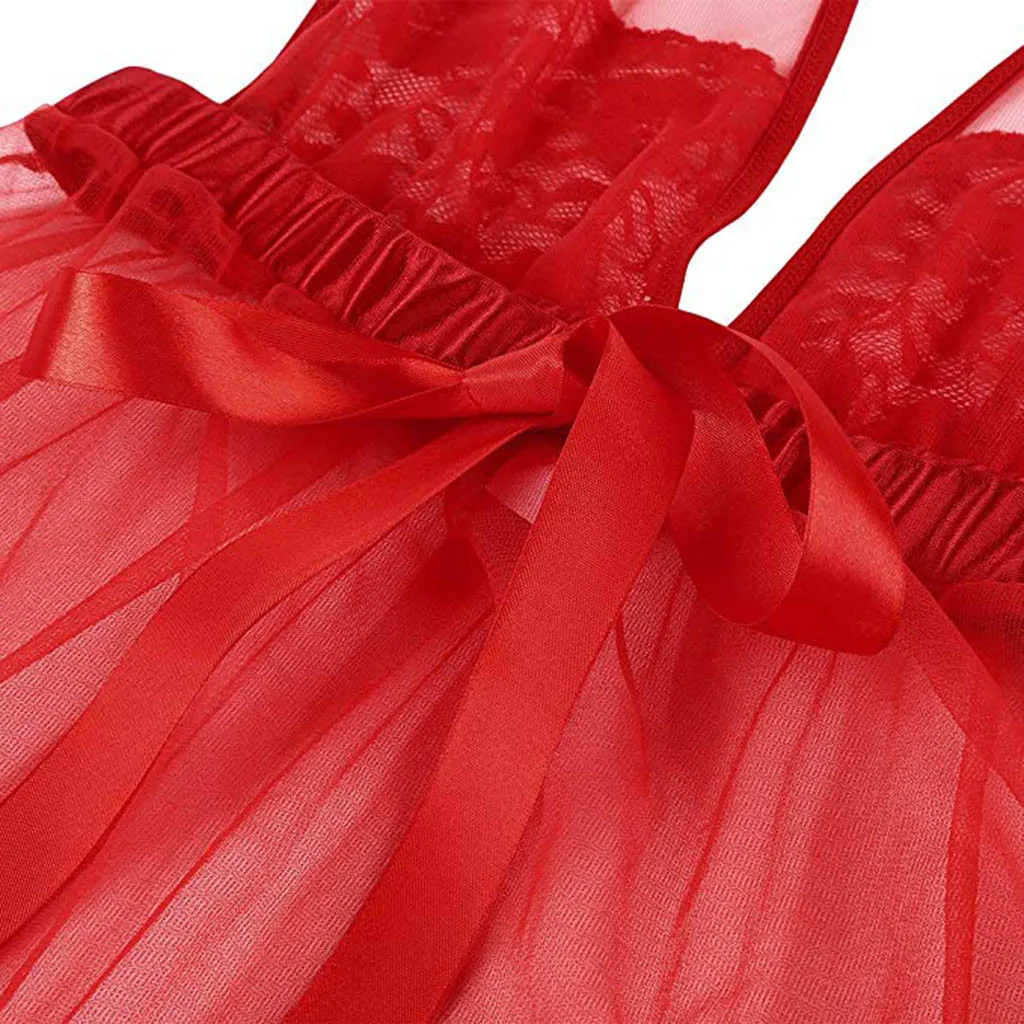 Erotic Lingerie Women Sexy Lace Babydoll Sleepwear Halter Transparent Porno Underwear Lenceria Sexo Mujer Baby Doll Costume |