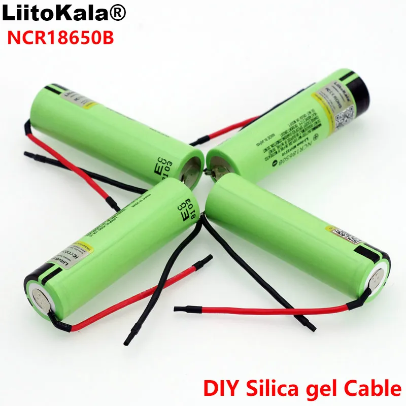 Liitokala New Original NCR18650B 3.7 v 3400mAh 18650 Li-ion Rechargeable Battery Welding Silica gel Cable DIY