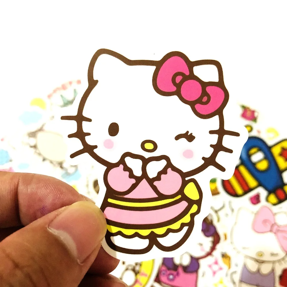 50/100 с изображением героев мультфильмов, в партии рисунок «Hello Kitty» наклейки для ноутбука скейтборд Стикеры для багажа офис игрушка Приспособления нетбук, водонепроницаемые наклейки для украшения
