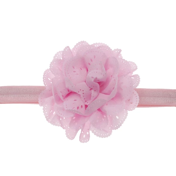 pink Детские повязки на голову полые шифоновые цветы эластичная Детская повязка на голову с цветком Головные уборы Детские волосы для куклы аксессуары - Цвет: pink
