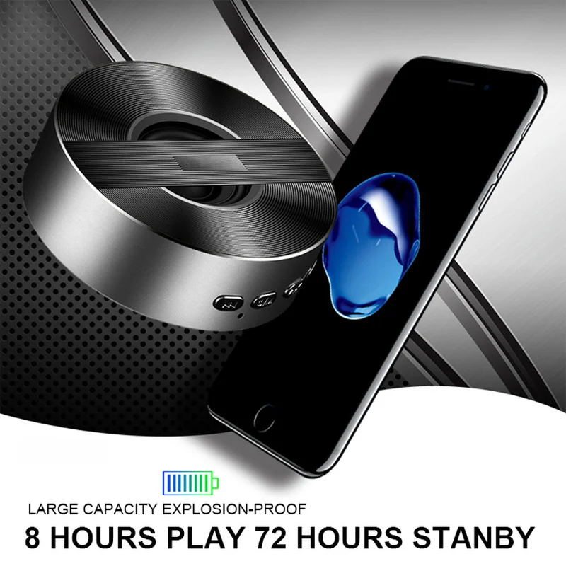 Портативный Bluetooth Стереодинамик круглой формы динамик громкий беспроводной с