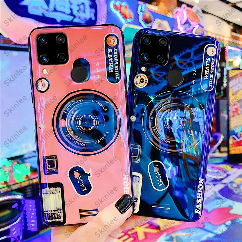 Skinlee мягкий чехол с мультяшным рисунком для Realme C15 Blu Ray милый дизайн камеры