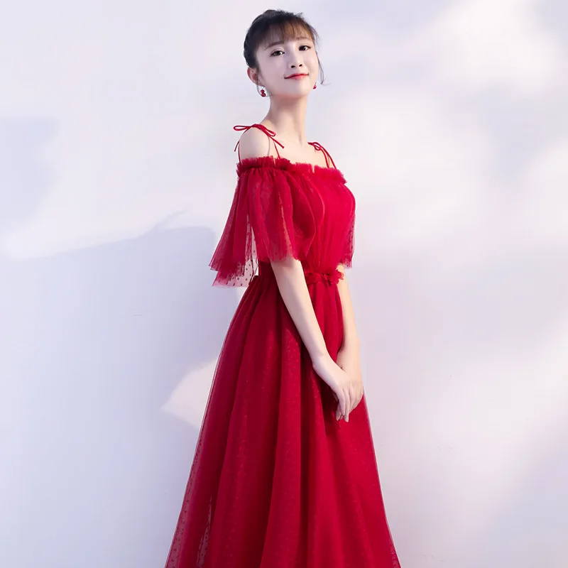 Одежда для тостов невесты 2019 Новый Стиль Красное длинное платье с открытыми