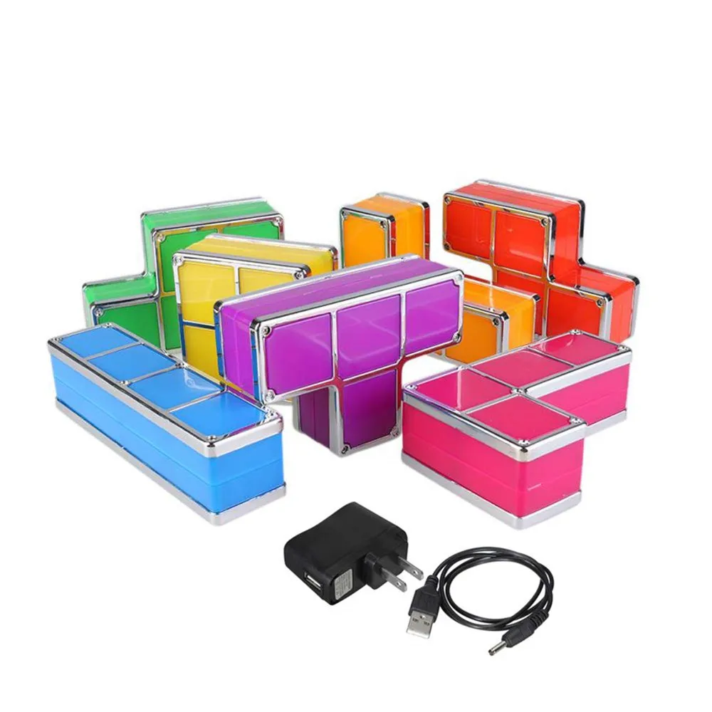 HoneyFly DIY светодиодный Tetris пазл Ночной светильник Штабелируемый строительный