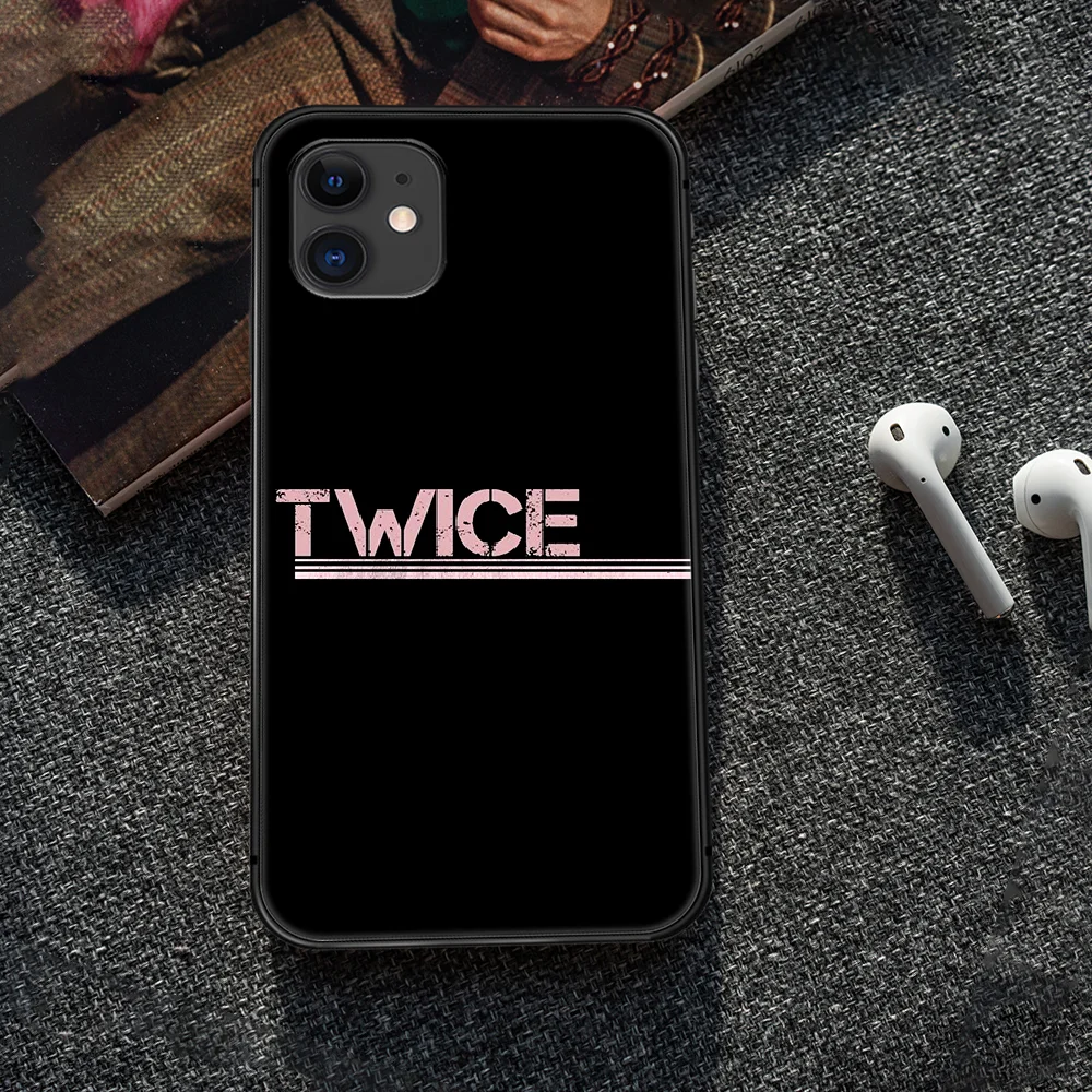 

TWICE LOGO Phone Case Cover Hull For iphone 5 5s se 2020 6 6s 7 8 12 mini plus X XS XR 11 PRO MAX black Cell Tpu Etui Painting