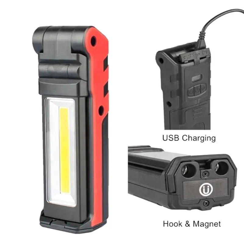 

Super Bright COB LED Working Light With Magnetic Base & Hook USB Rechargeable Dimmable Flashlight Dropshipping
