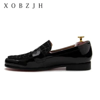 xobzjh men prom slip on leather loafer shoes designer black 2020 formal dress wedding party luxury red bottom shoes plus size 13