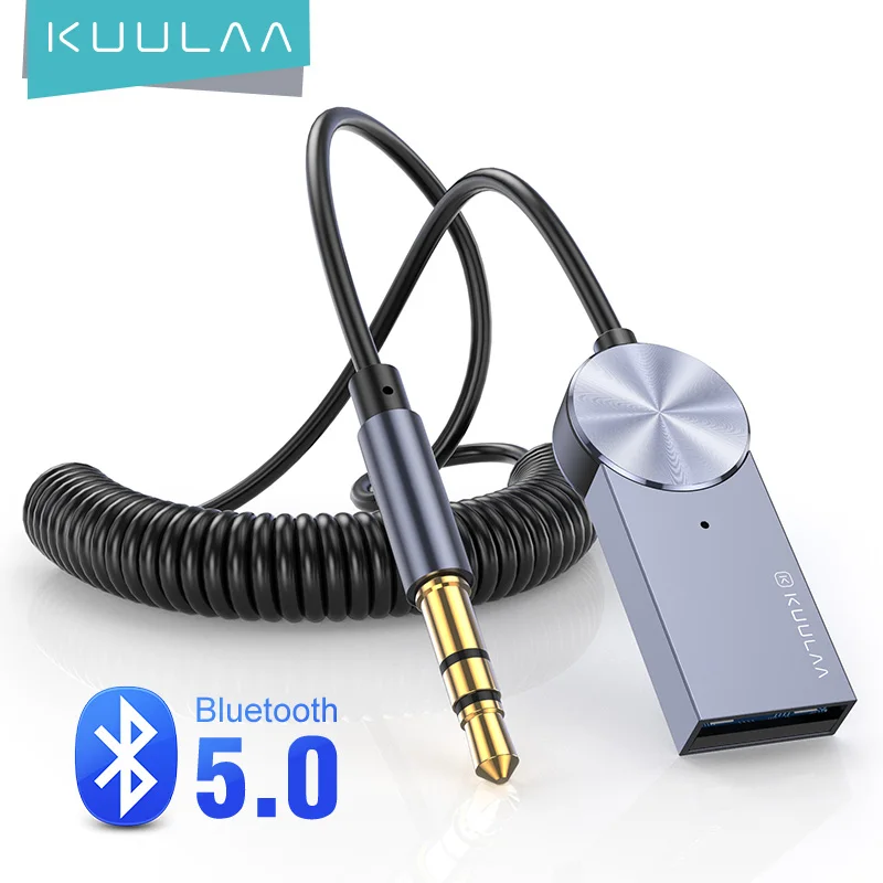 

KUULAA Bluetooth 5.0 Receiver 3.5mm Jack AUX Adapter Hands-Free Car Kits Audio Music Wireless Receiver for Car BT Transmitter