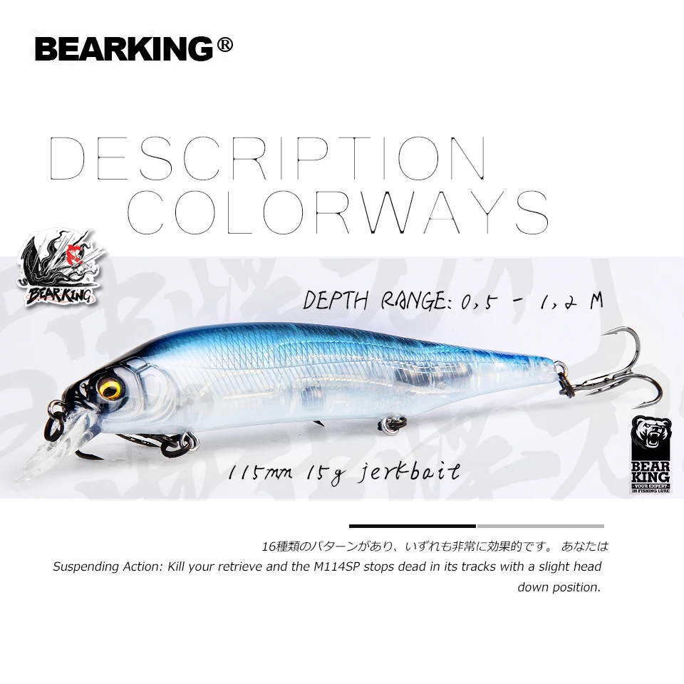 BEARKING 11,5 см 15 г Горячие рыболовные приманки, разные цвета, гольян кривошипная Вольфрамовая весовая система воблер модель кривошипная приманка