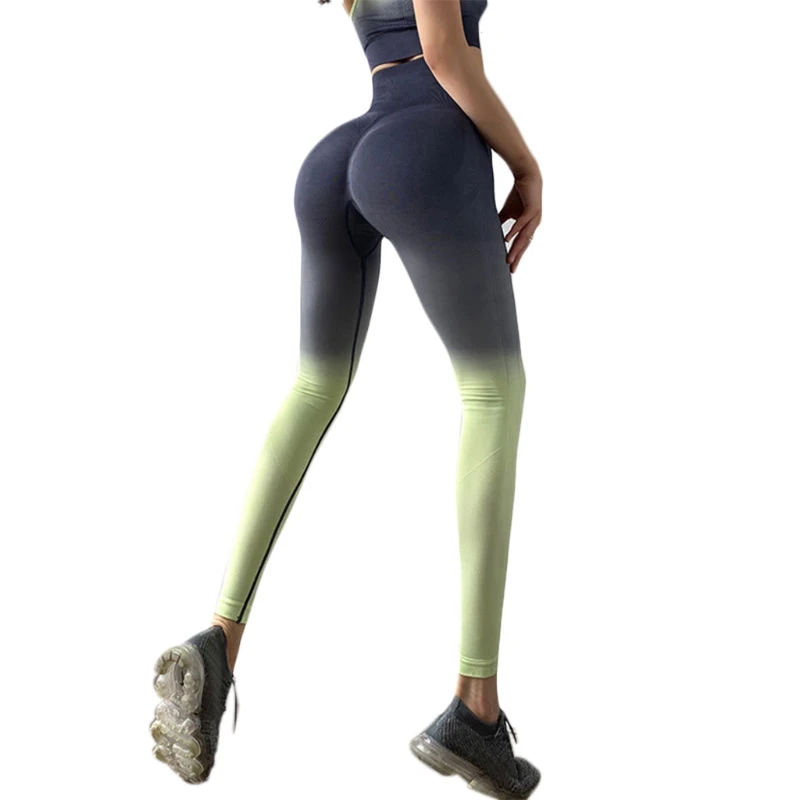 

Womens High Waist Seamless Stretchy Yoga Pants Gradient Tummy Control Leggings Push Up Butt Lift Workout Fitness Tights M68D